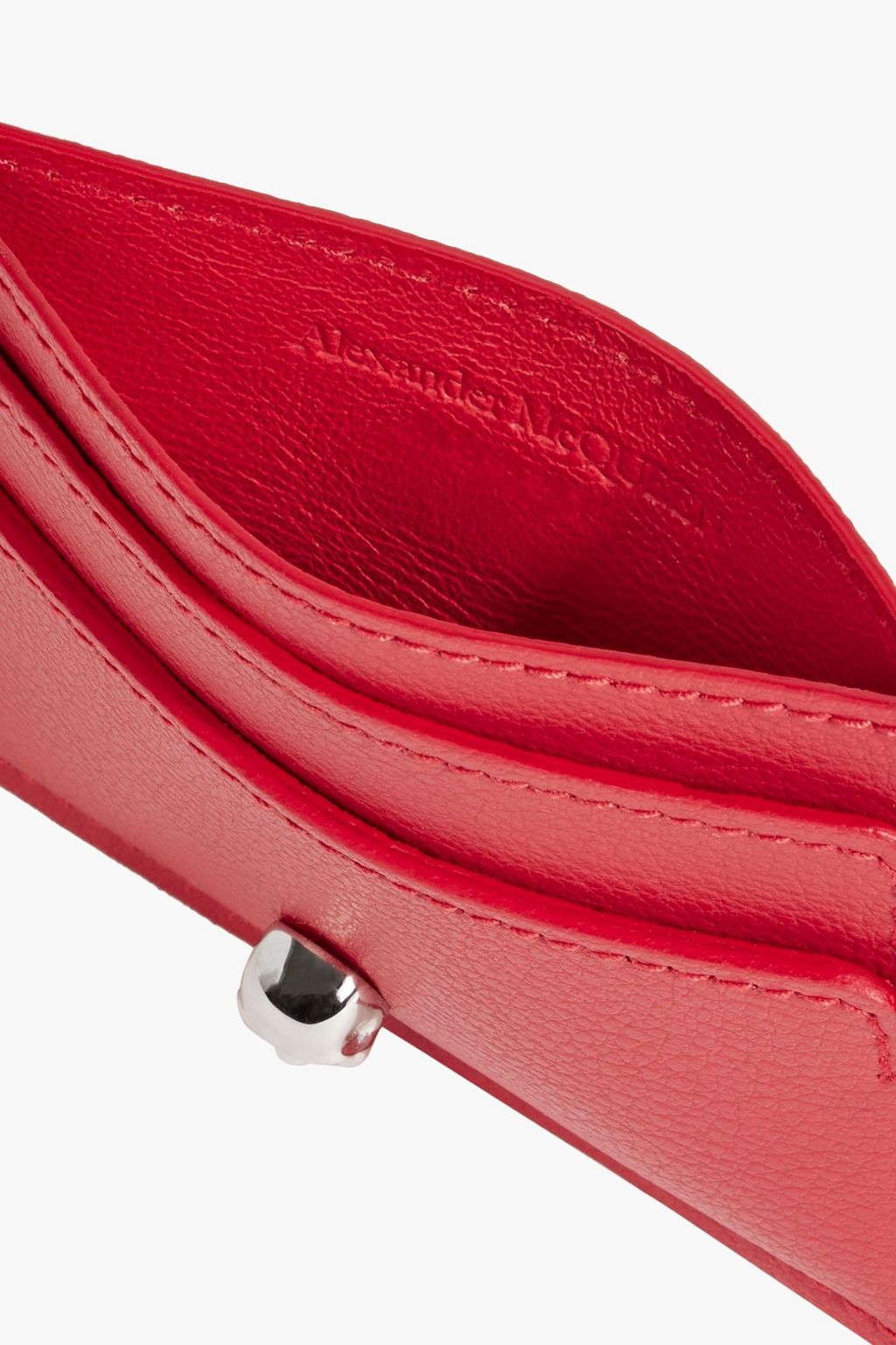 MCQUEEN Skull pebbled-leather cardholder