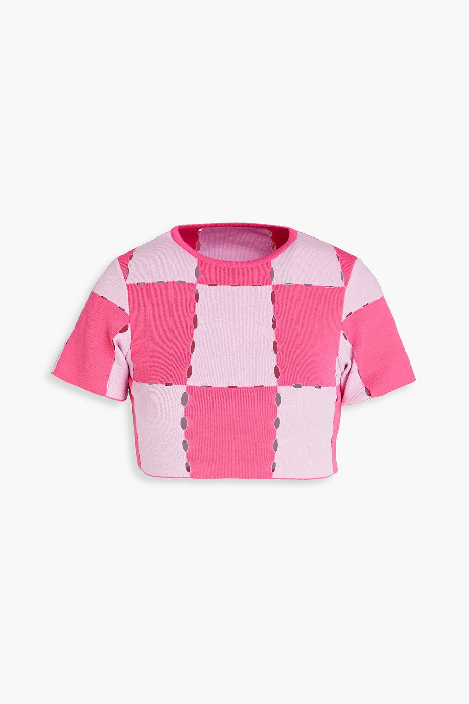 Jacquemus Gelato Cropped Checked Cotton-blend Top In Pink