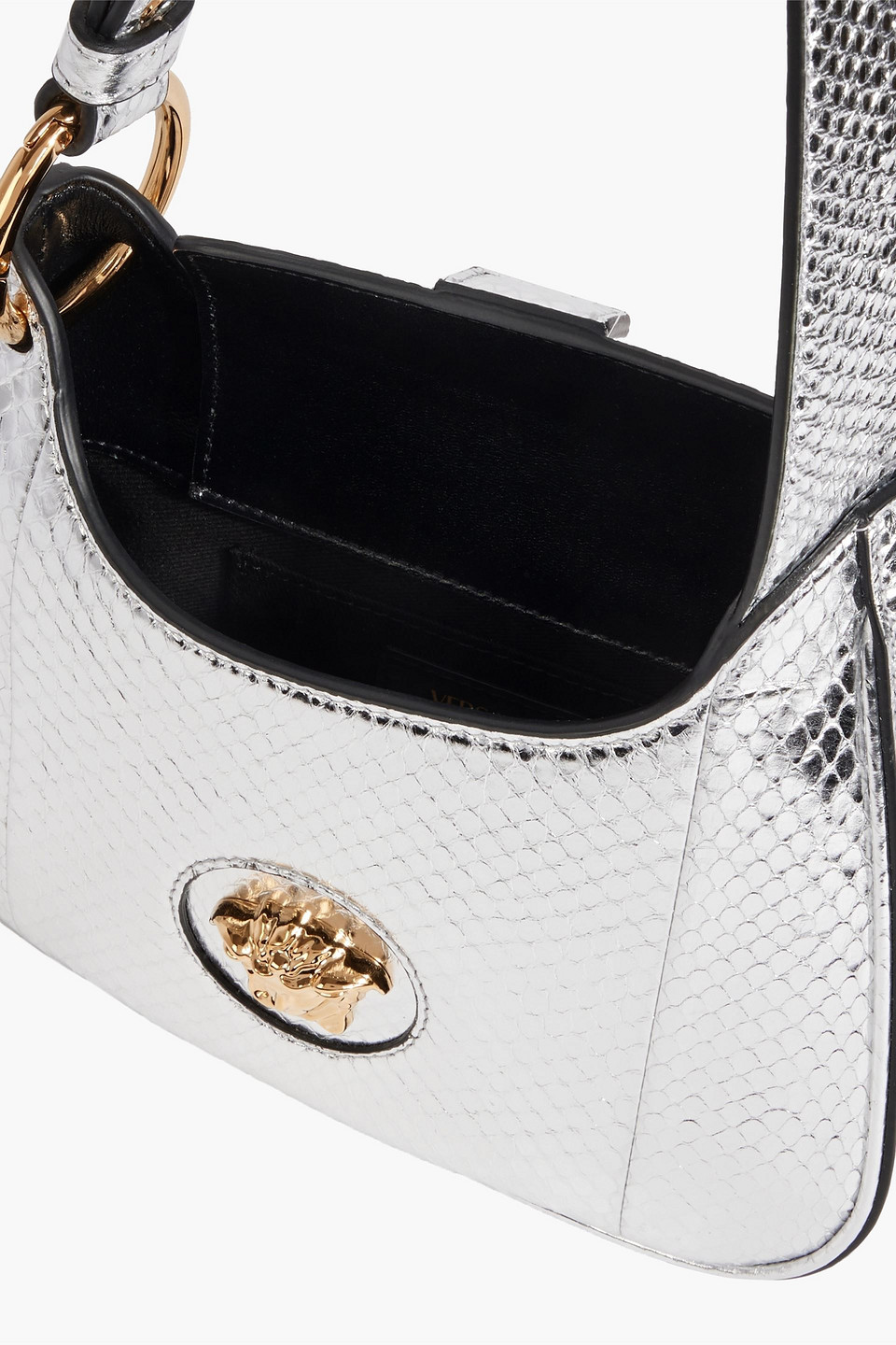 Versace La Medusa Hobo Bag In Silver