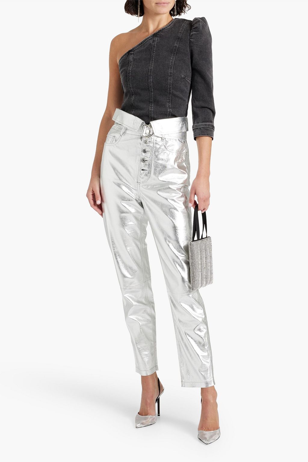 RETROFÊTE Moira one-sleeve denim top