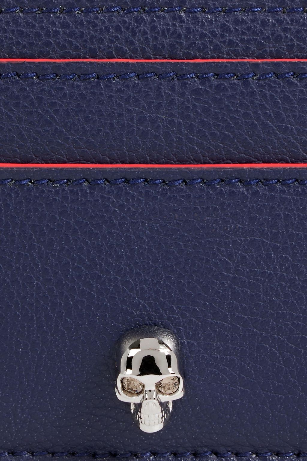 MCQUEEN Skull pebbled-leather cardholder