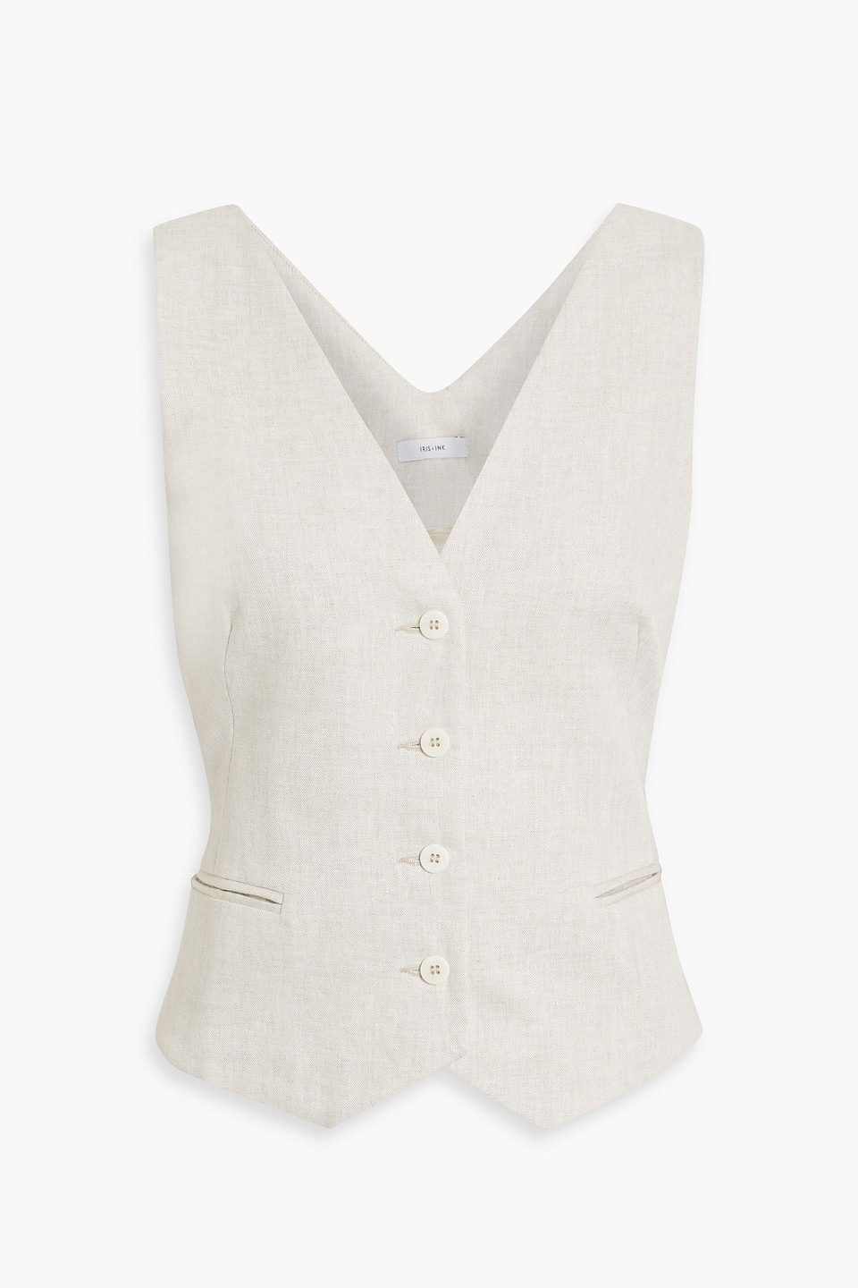 Iris & Ink Thelma Herringbone Linen Vest In Ecru