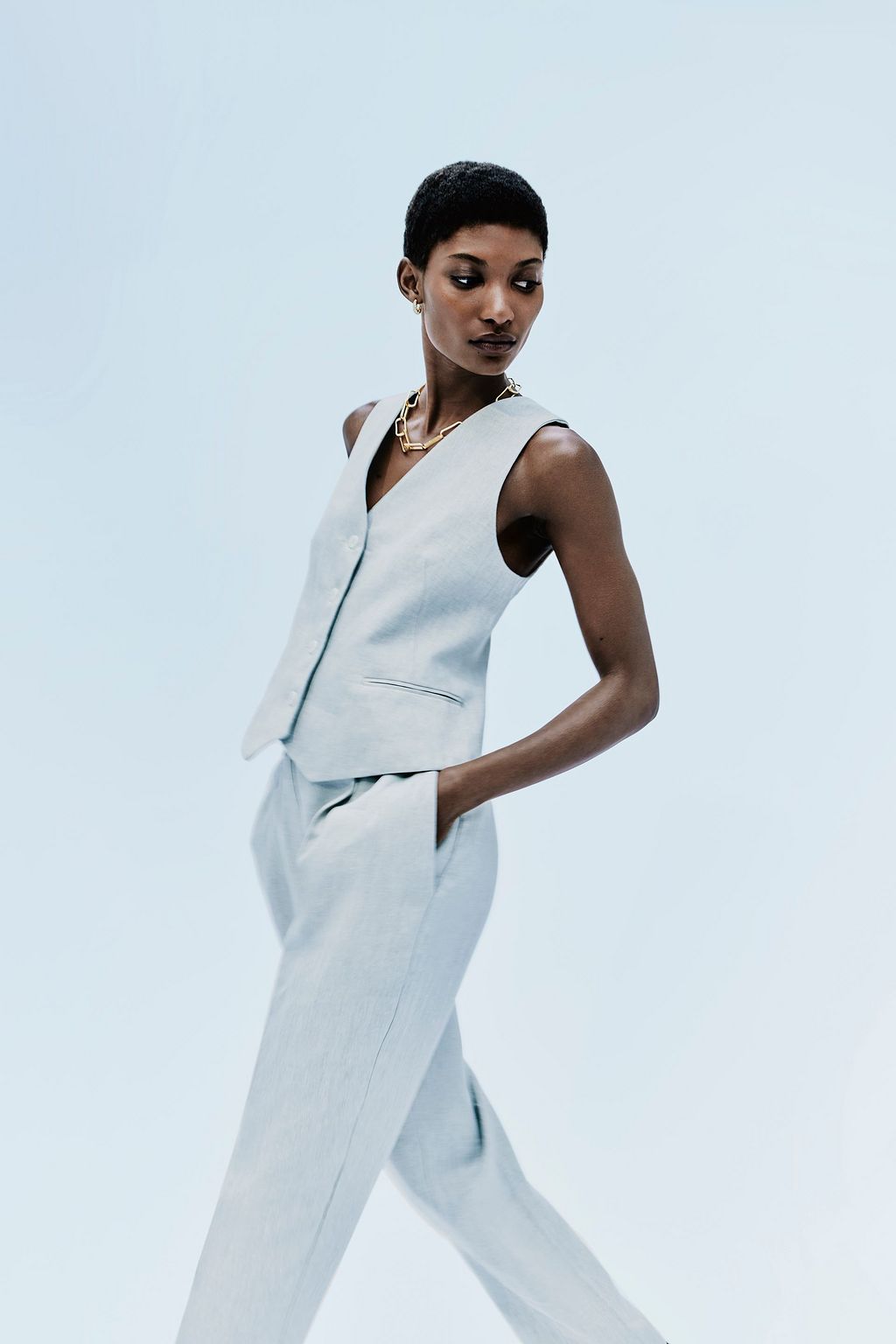 IRIS & INK Thelma herringbone linen vest