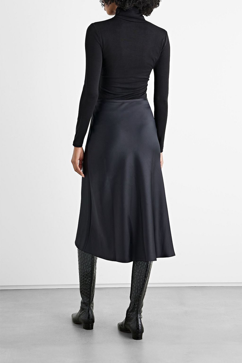 IRIS & INK Margot satin-crepe midi skirt