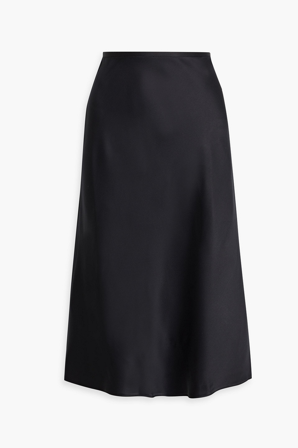 Iris & Ink Margot Satin-crepe Midi Skirt In Black