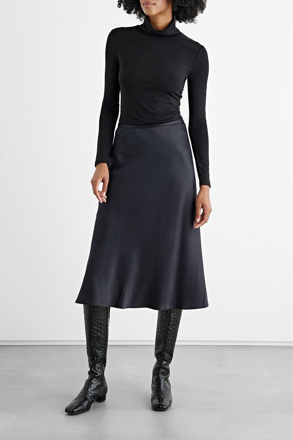 IRIS & INK Margot satin-crepe midi skirt