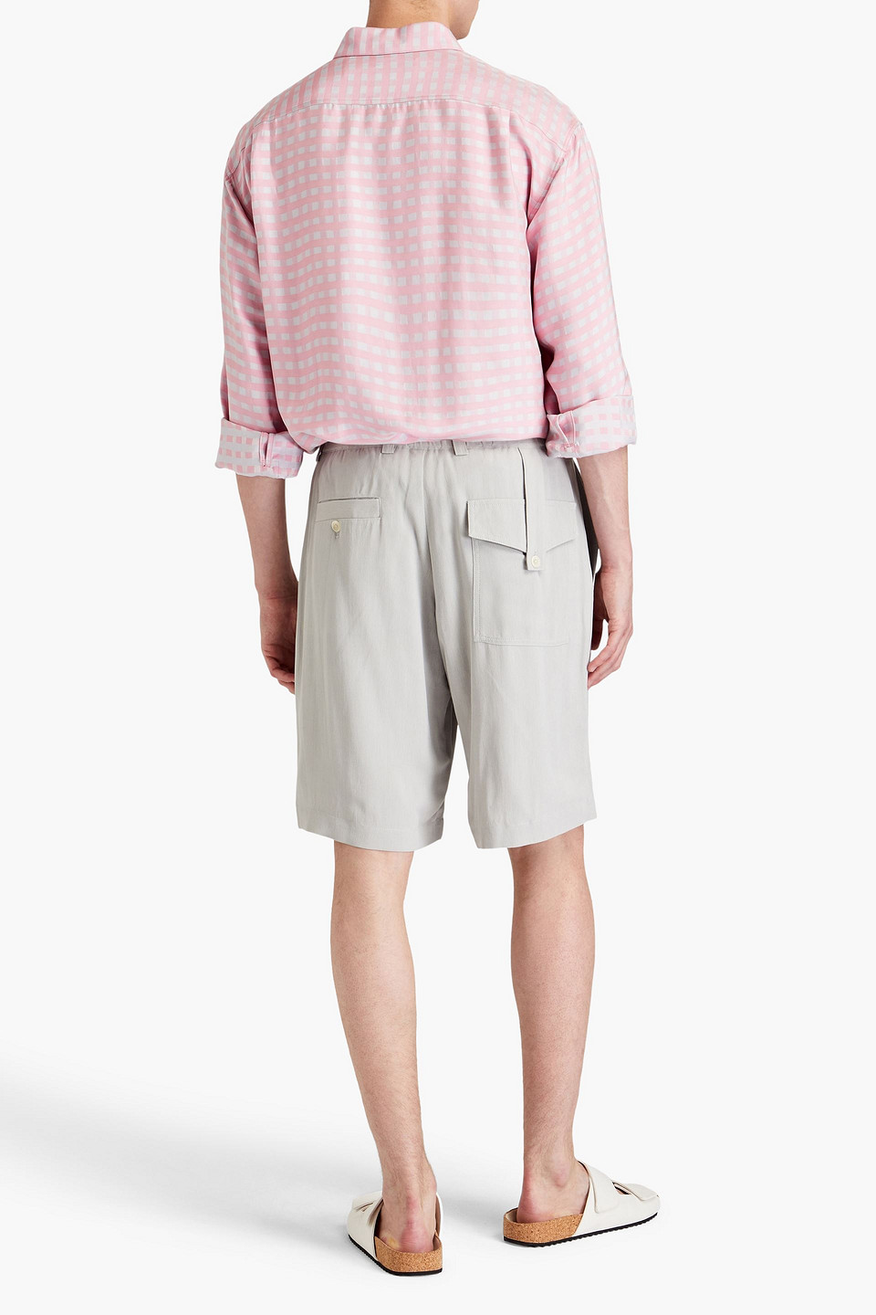 Shop Jacquemus Simon Checked Satin-jacquard Shirt In Baby Pink