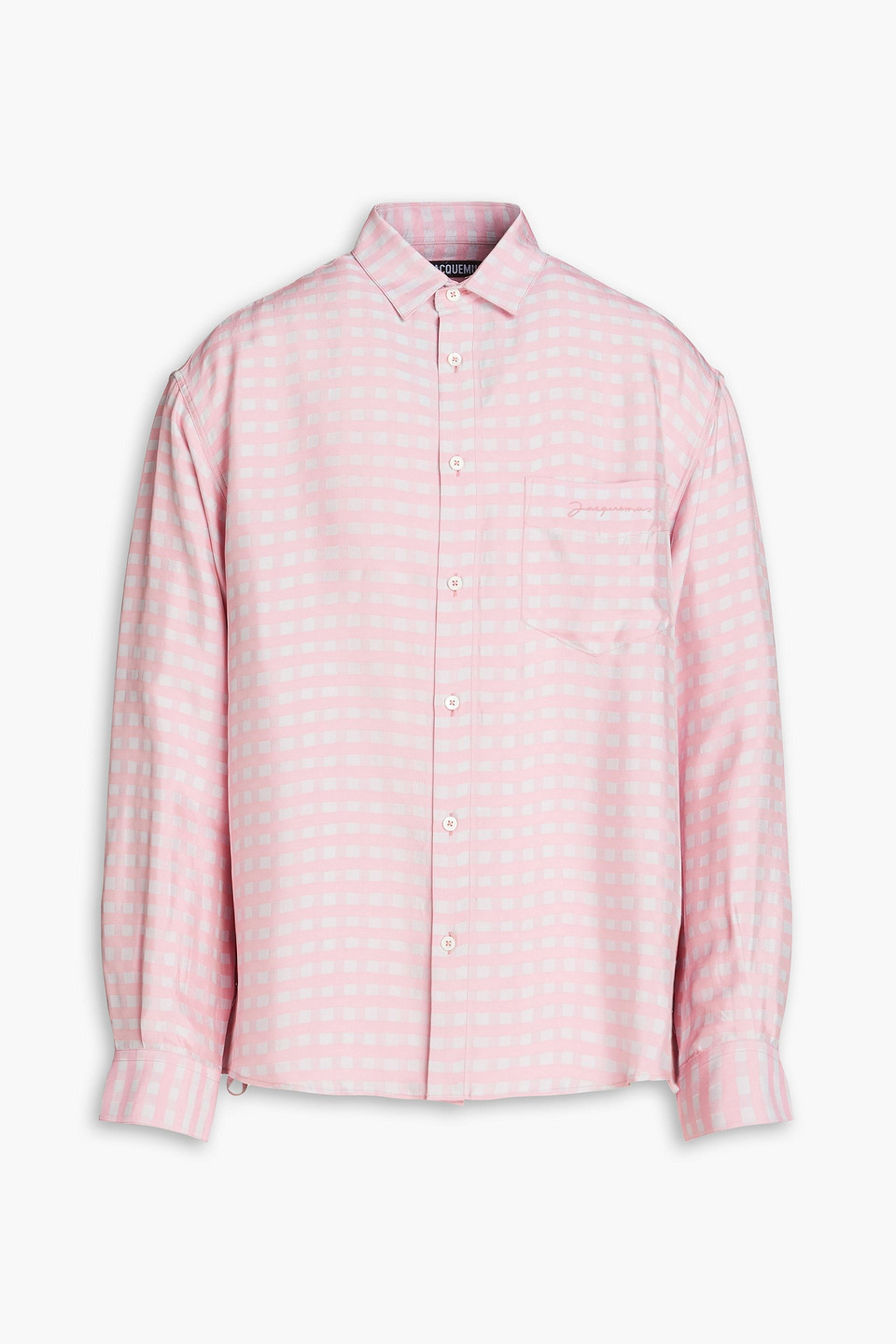 Jacquemus Simon Checked Satin-jacquard Shirt In Baby Pink