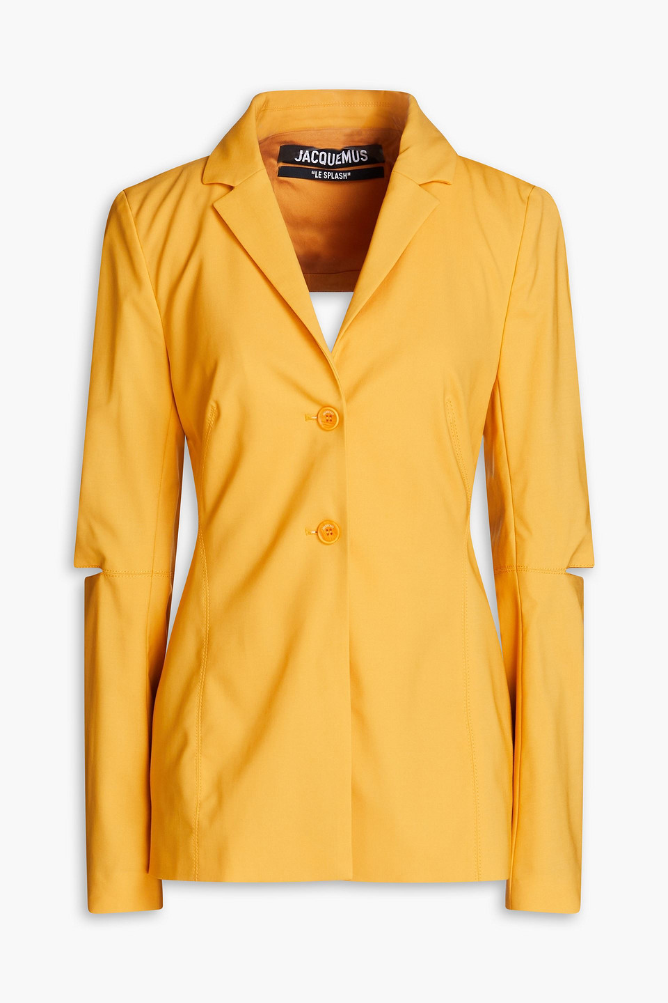 Shop Jacquemus Melo Cutout Stretch-wool Blazer In Marigold