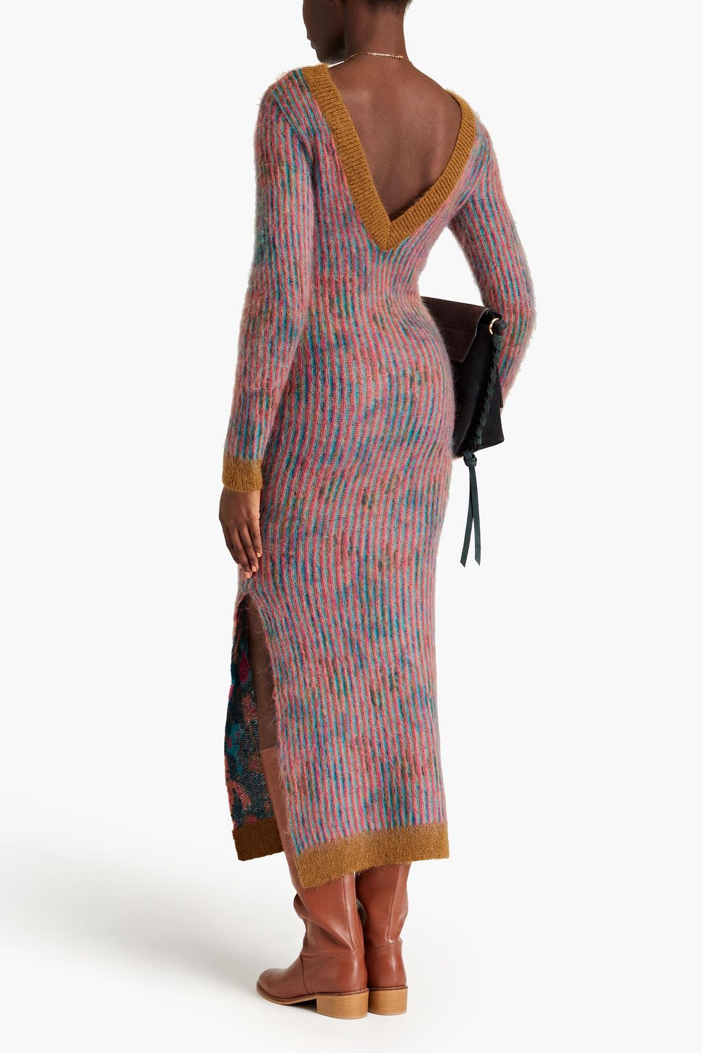 REMAIN BIRGER CHRISTENSEN فستان متوسط الطول من نسيج بحبكة جاكار بتصميم مخطط