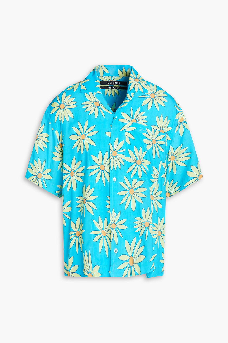 Shop Jacquemus Jean Floral-print Crepe Shirt In Turquoise