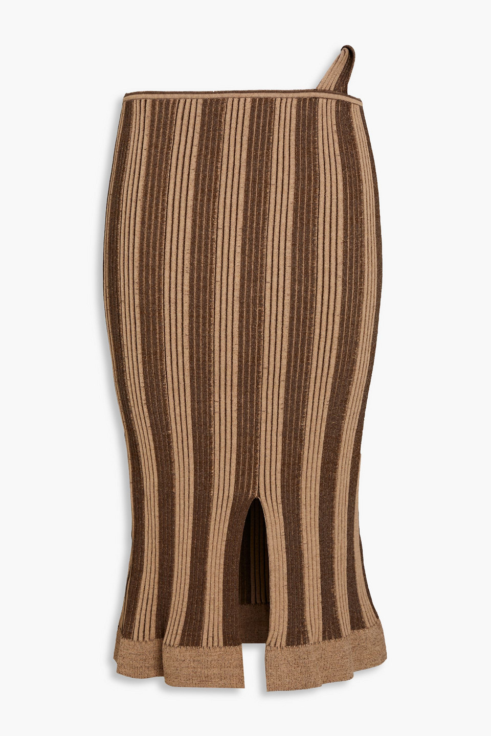 Gelato striped ribbed stretch cotton-blend midi skirt