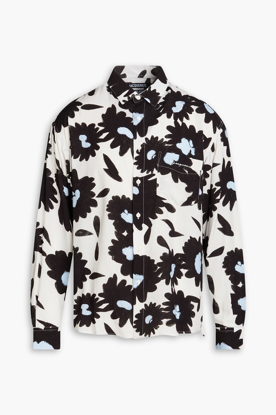 Jacquemus Simon Floral-print Woven Shirt In Black