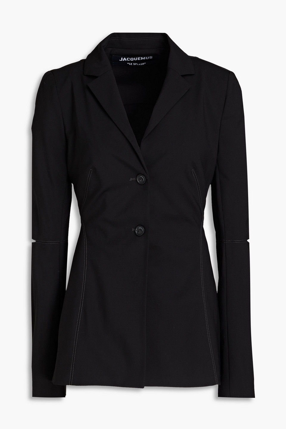 Jacquemus Tibau Asymmetric Double-breasted Grain De Poudre Wool Blazer In Black