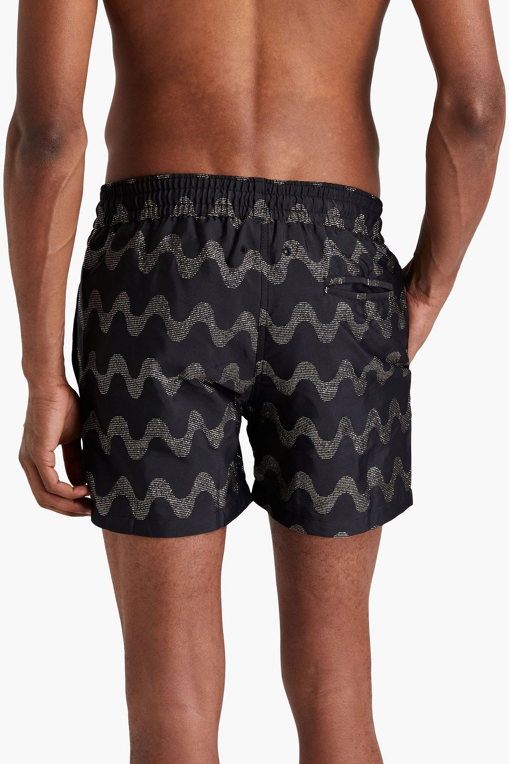 FRESCOBOL CARIOCA Short-length metallic jacquard swim shorts