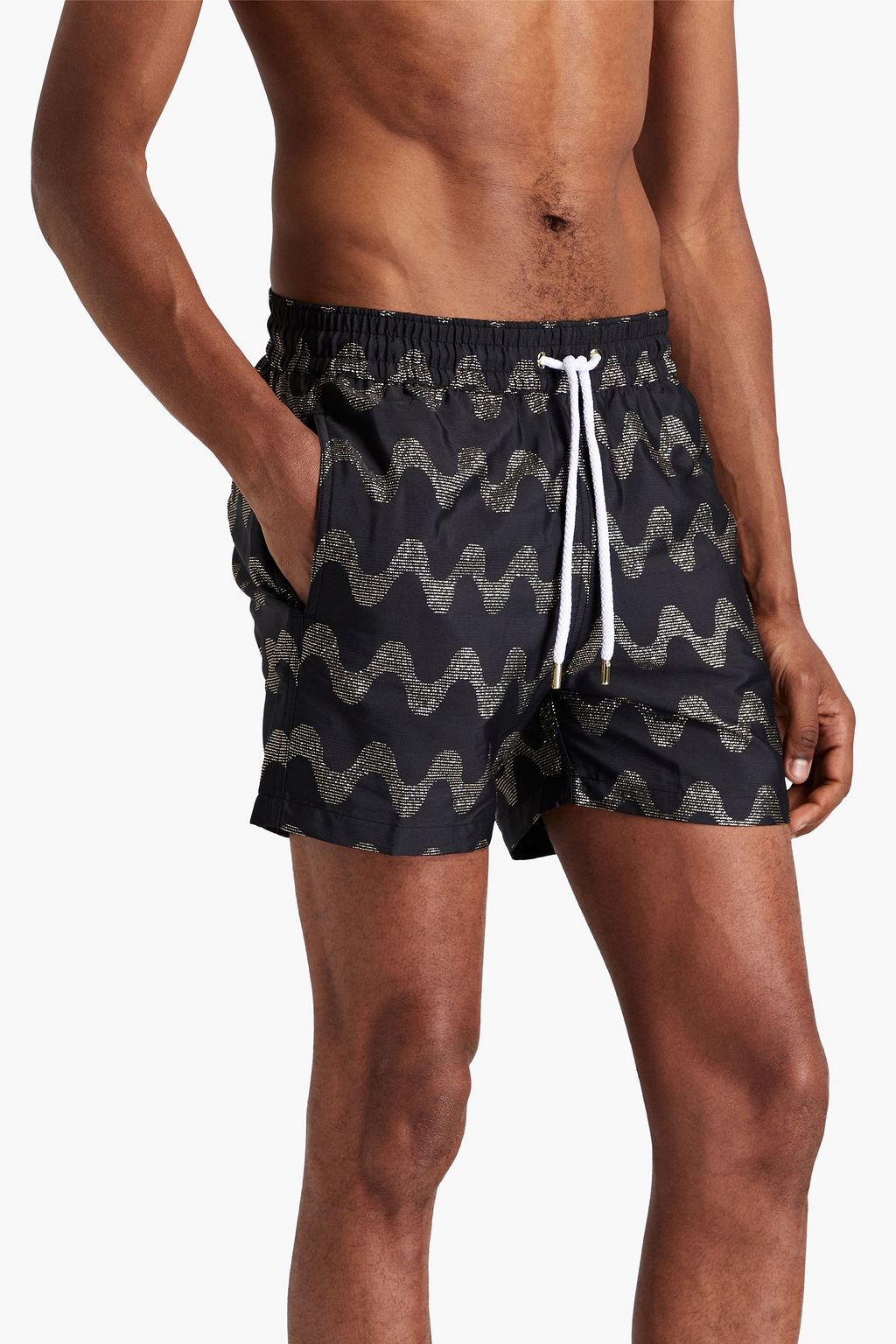 FRESCOBOL CARIOCA Short-length metallic jacquard swim shorts
