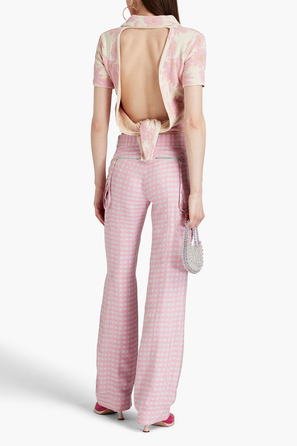 JACQUEMUS Bagnu cutout striped cotton-blend terry polo shirt