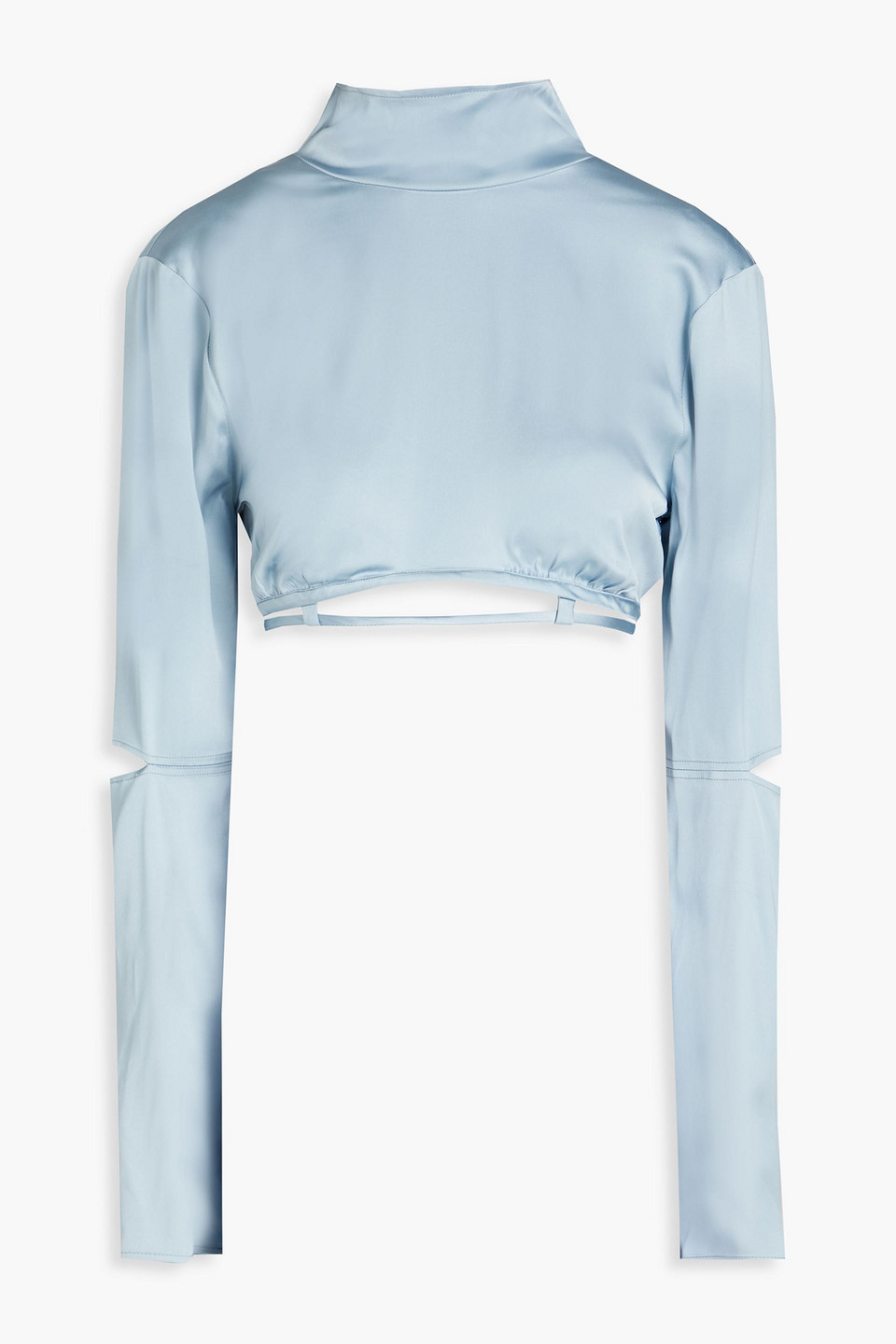 Jacquemus Le Haut Mentalo Cropped Oberteil Aus Satin Mit Cut-outs In Light Blue