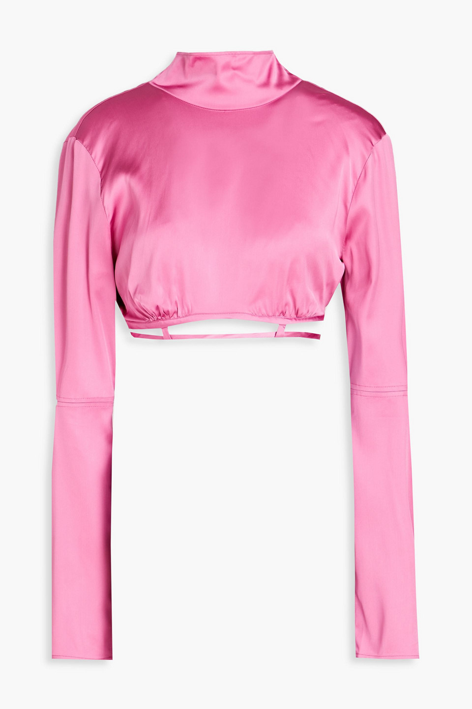 Jacquemus Le Haut Mentalo Cropped Cutout Satin Top In Pink