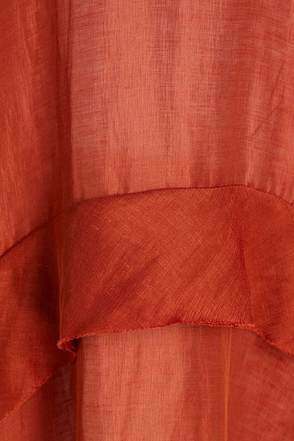 CULT GAIA Asymmetric tiered linen and silk-blend midi dress