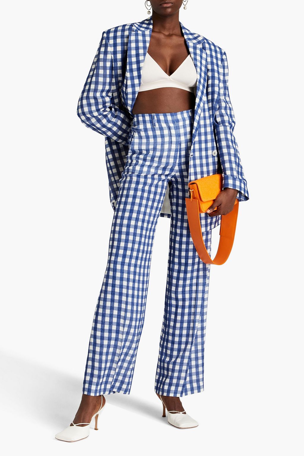 JACQUEMUS Marino gingham woven wide-leg pants