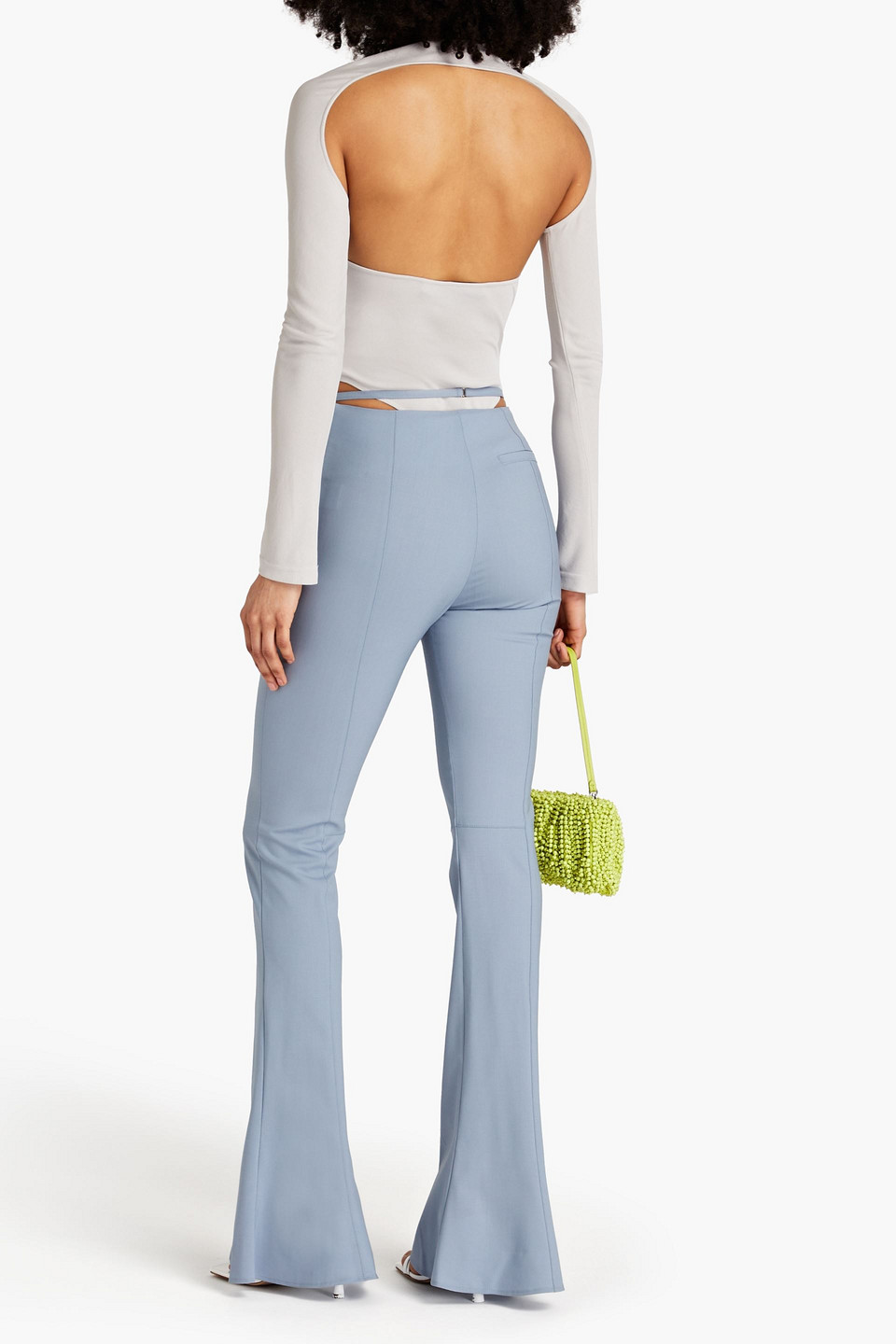 Shop Jacquemus Nodi Cutout Knotted Stretch-jersey Bodysuit In Stone