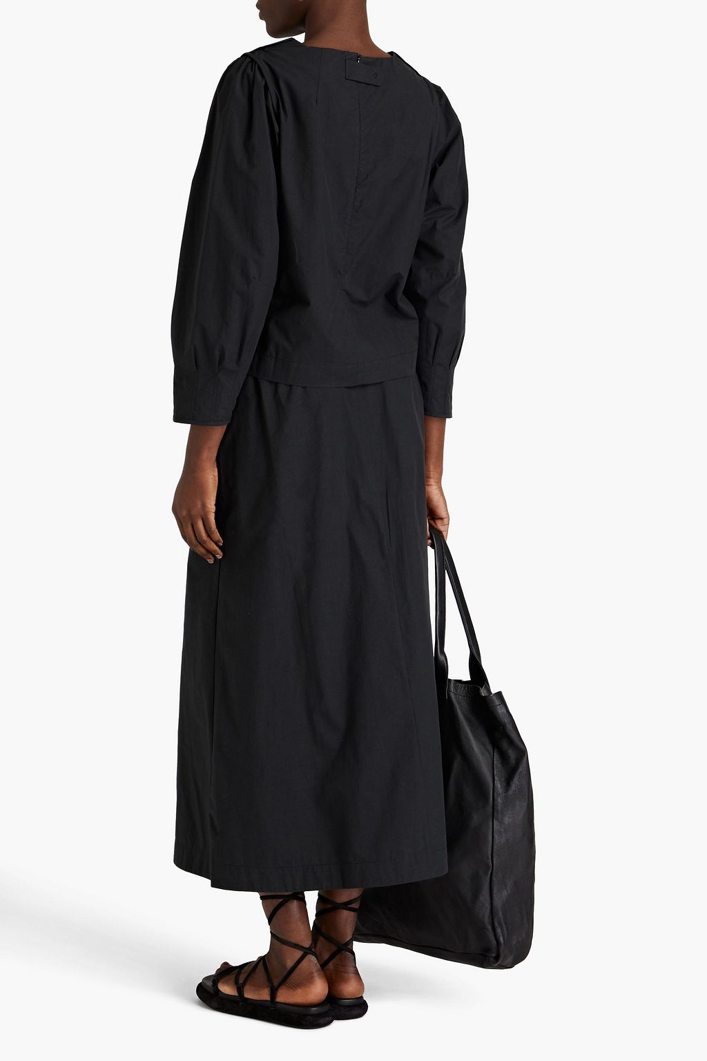 CAES Lyocell and cotton-blend poplin midi wrap skirt