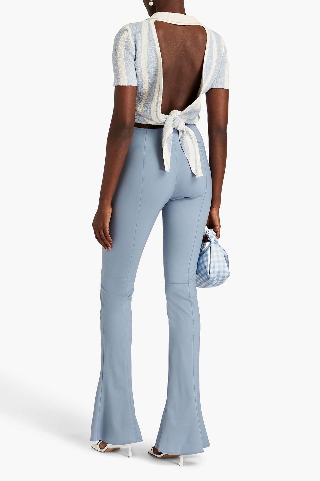 JACQUEMUS コットン混テリー ポロシャツ カットアウト ストライプ