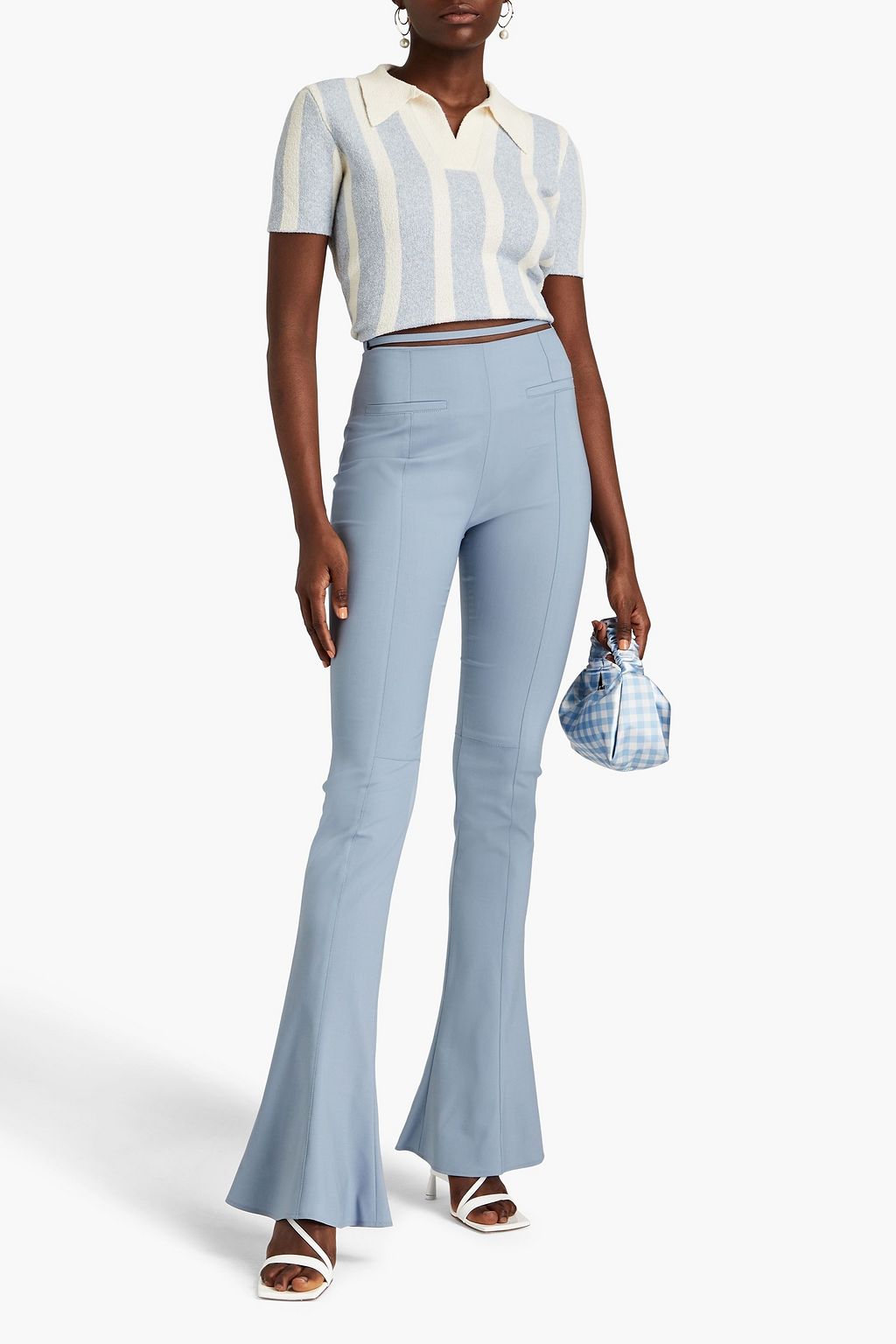 JACQUEMUS コットン混テリー ポロシャツ カットアウト ストライプ