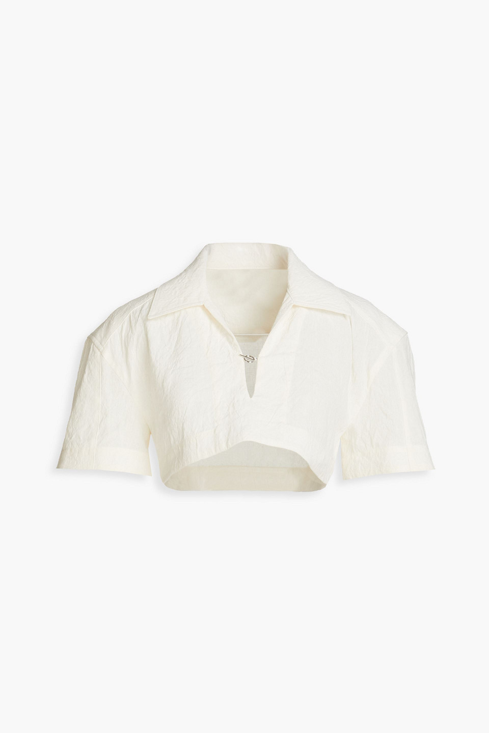 Jacquemus Le Haut Bebi Cropped Hemp And Cotton-blend Crepe Shirt In Ecru