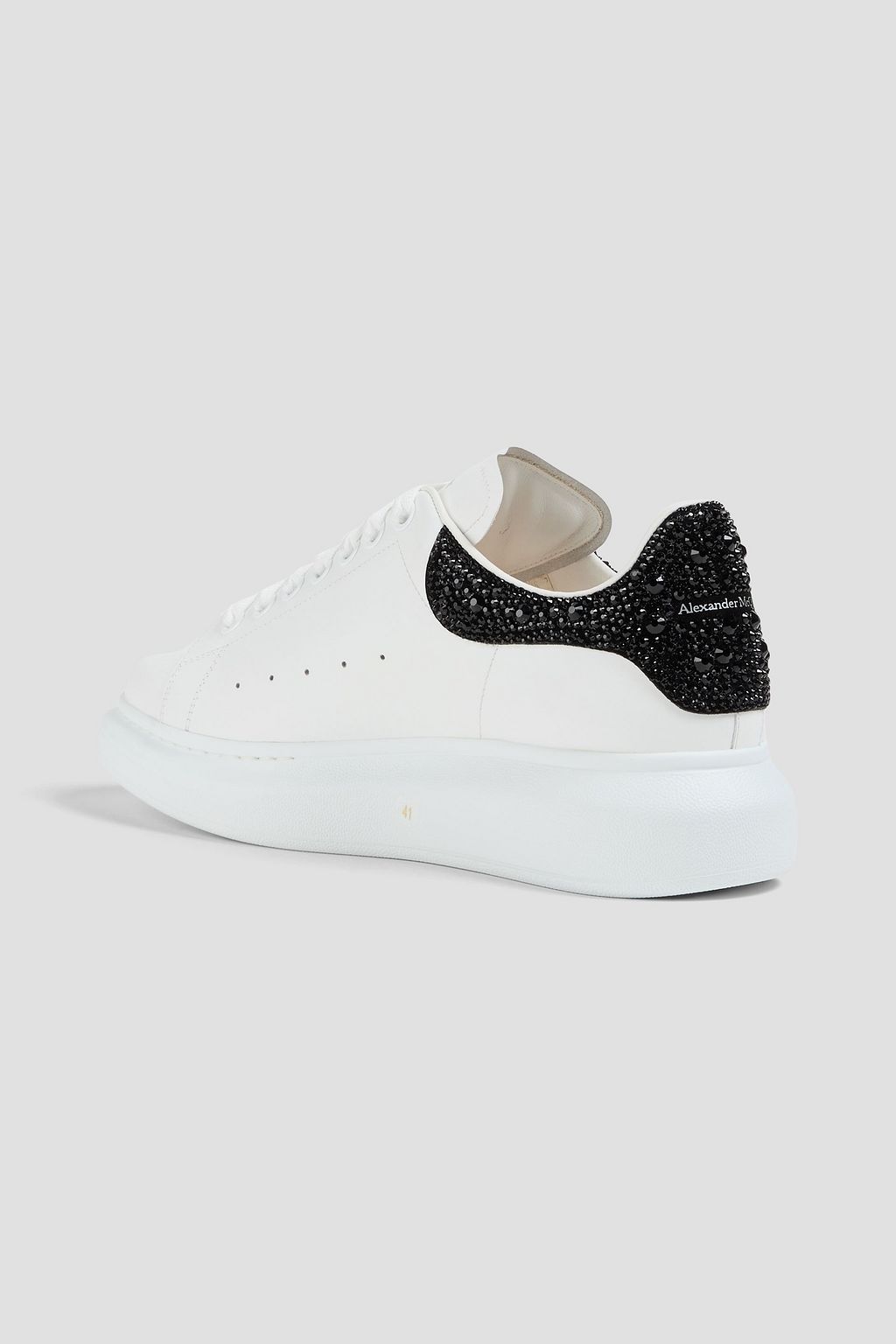 MCQUEEN Crystal-embellished leather exaggerated-sole sneakers