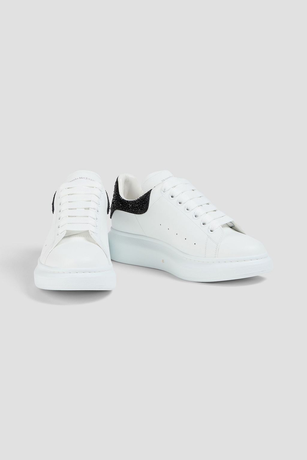 MCQUEEN Crystal-embellished leather exaggerated-sole sneakers