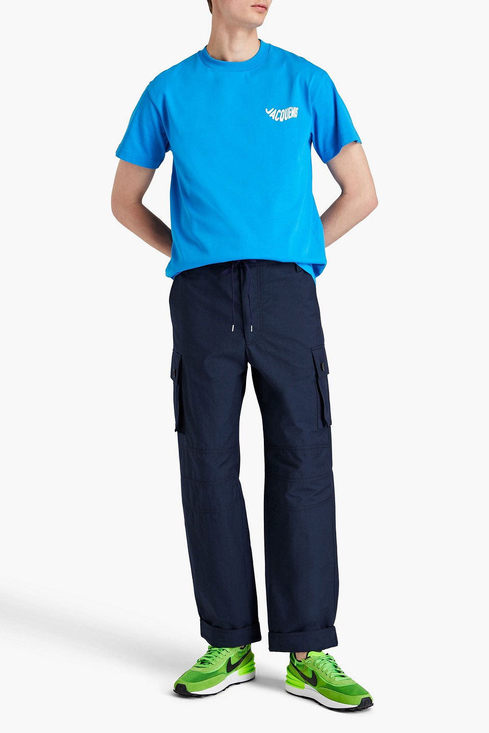 Shop Jacquemus Giardino Cotton-blend Twill Cargo Pants In Navy