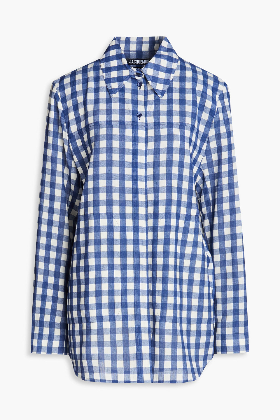 Shop Jacquemus Passio Gingham Woven Shirt In Navy