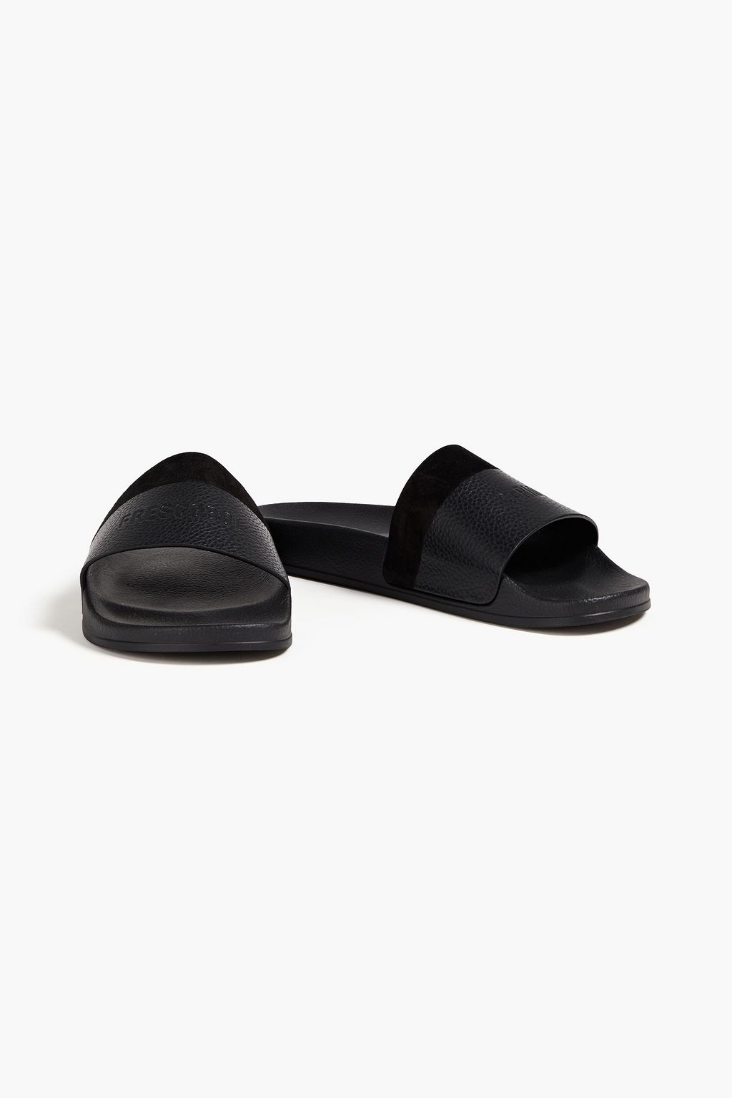 FRESCOBOL CARIOCA Humberto suede-trimmed pebbled-leather slides