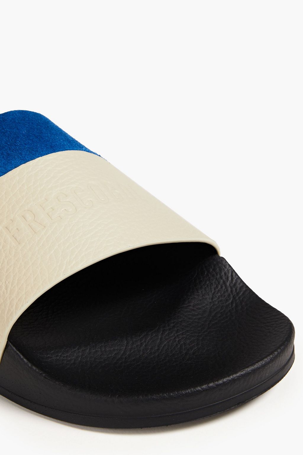 FRESCOBOL CARIOCA Humberto suede-trimmed pebbled-leather slides
