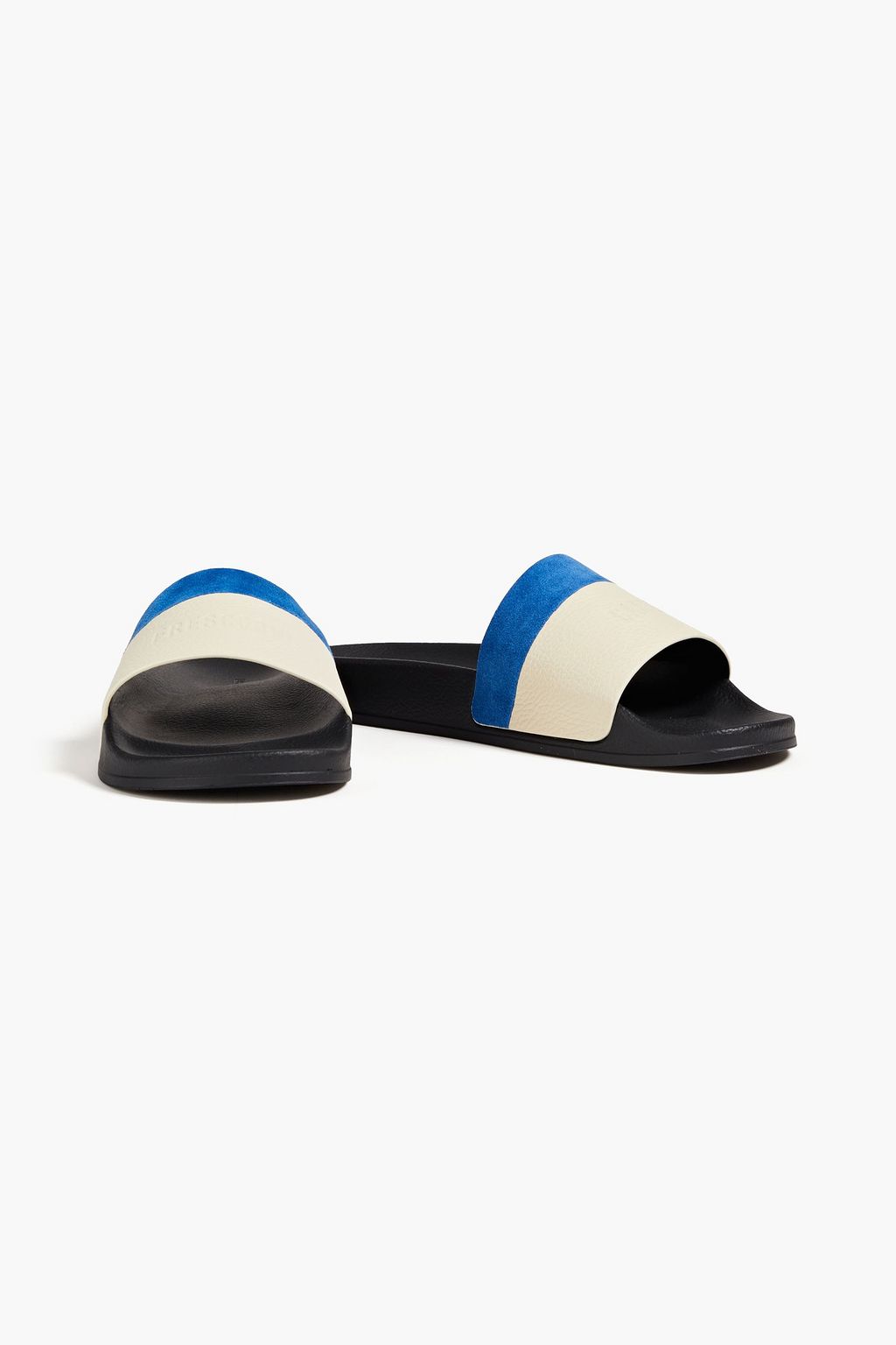 FRESCOBOL CARIOCA Humberto suede-trimmed pebbled-leather slides