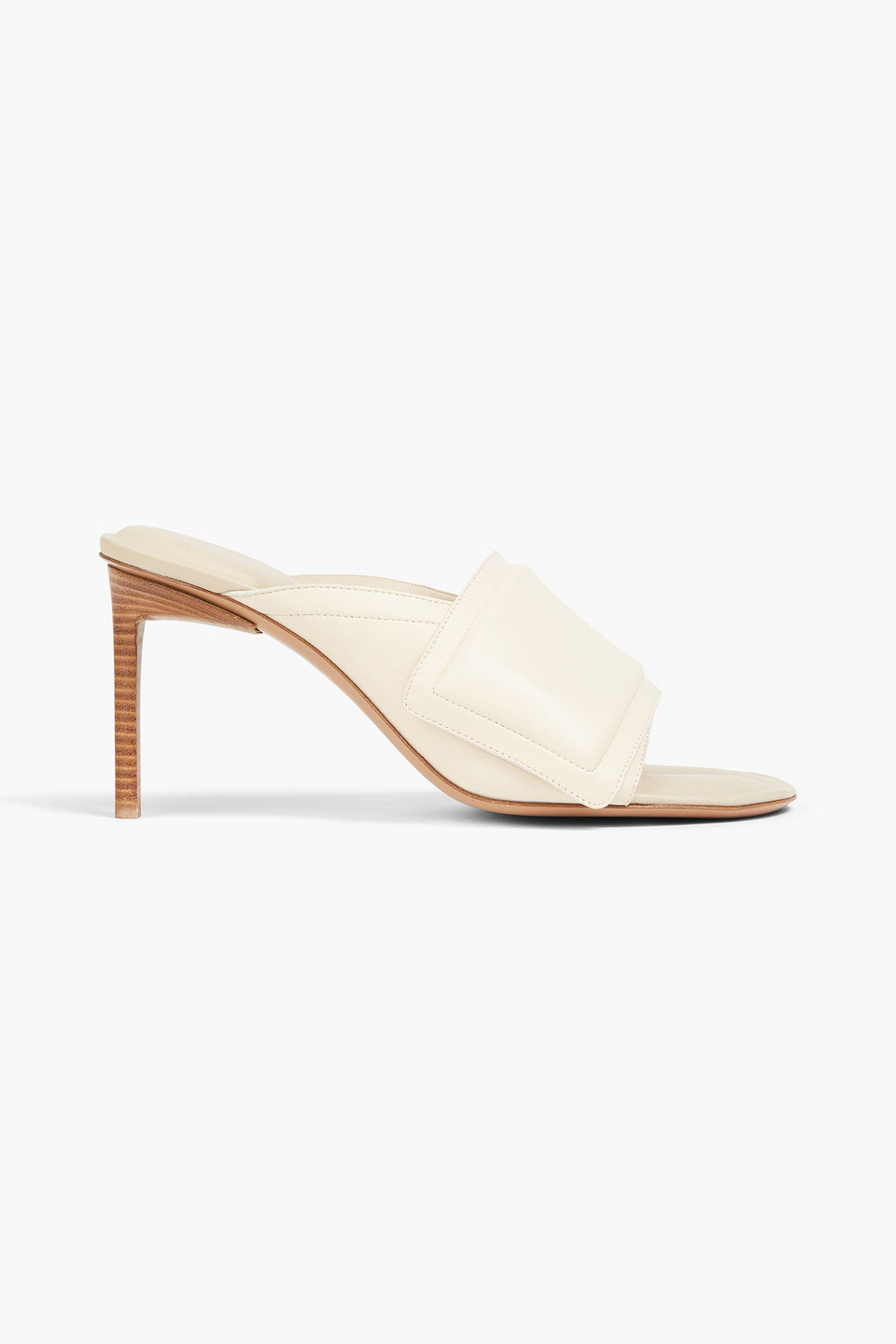 Jacquemus Aqua Wattierte Mules Aus Leder In Ecru