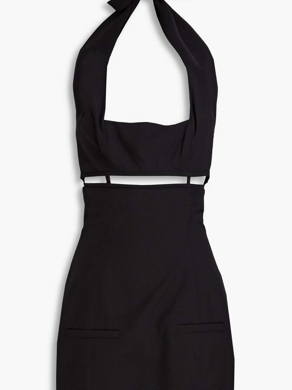 limao cutout wool-crepe halterneck mini dress