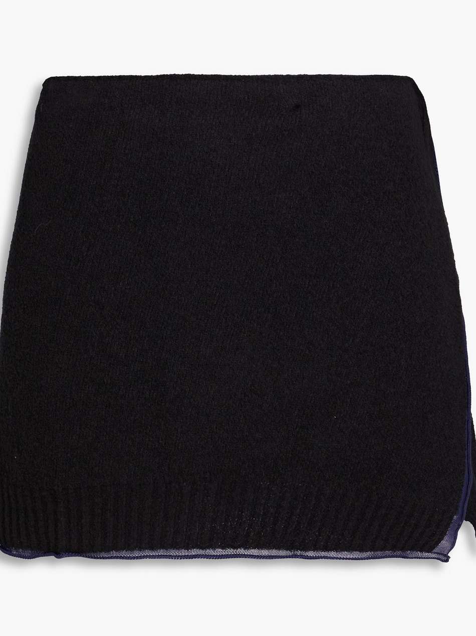 bagnu cotton-blend bouclé mini wrap skirt