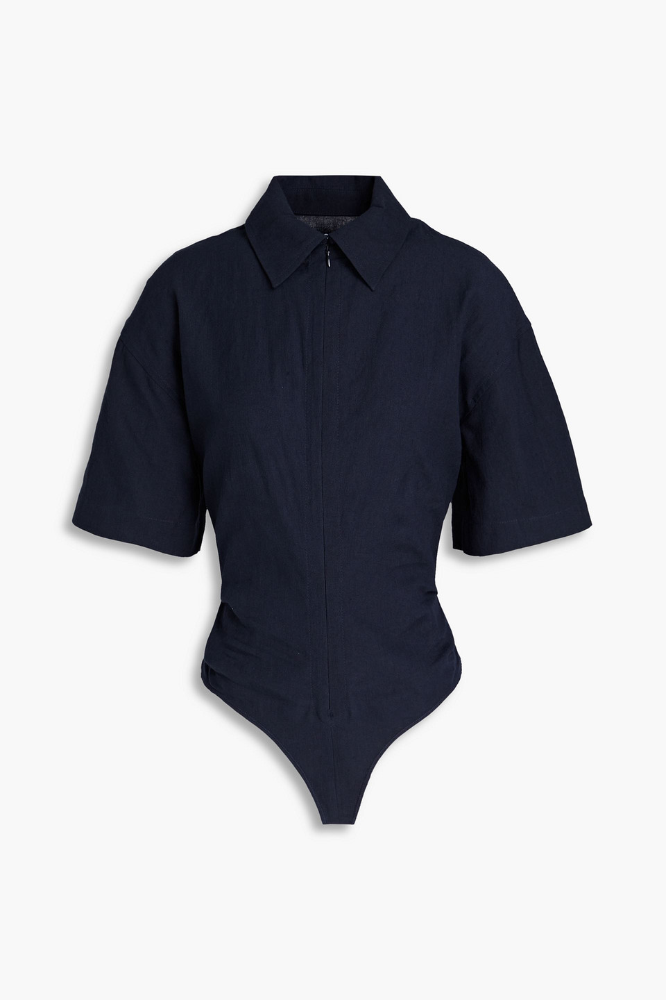 Jacquemus Baunhilha Cutout Hemp And Cotton-blend Bodysuit In Midnight Blue