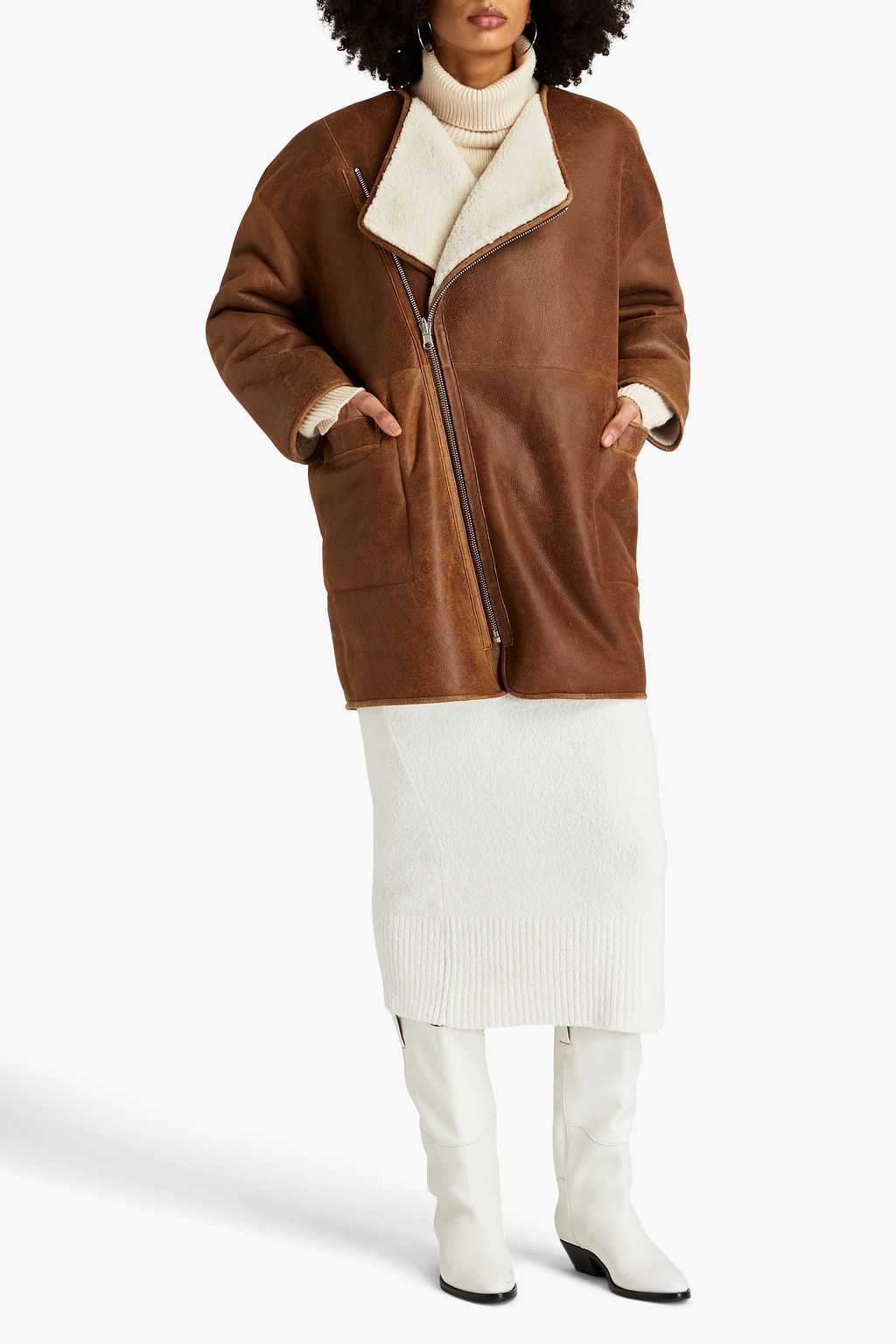 REMAIN BIRGER CHRISTENSEN Asymmetric shearling jacket