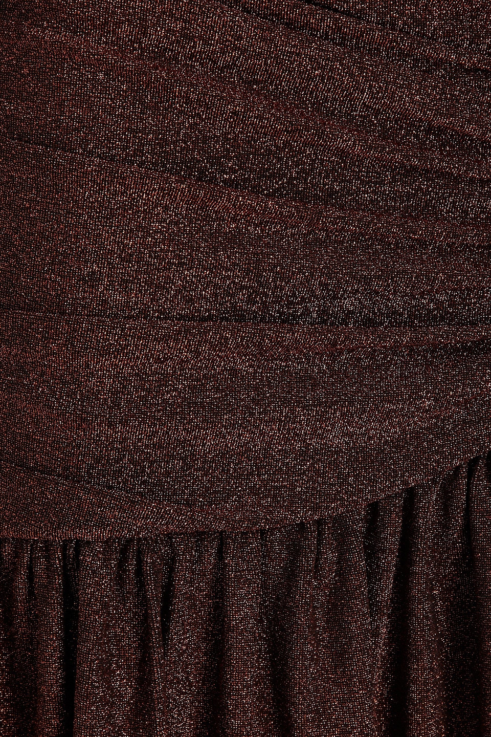 Nicholas Jayde Ruched Lurex-jersey Midi Skirt In Copper