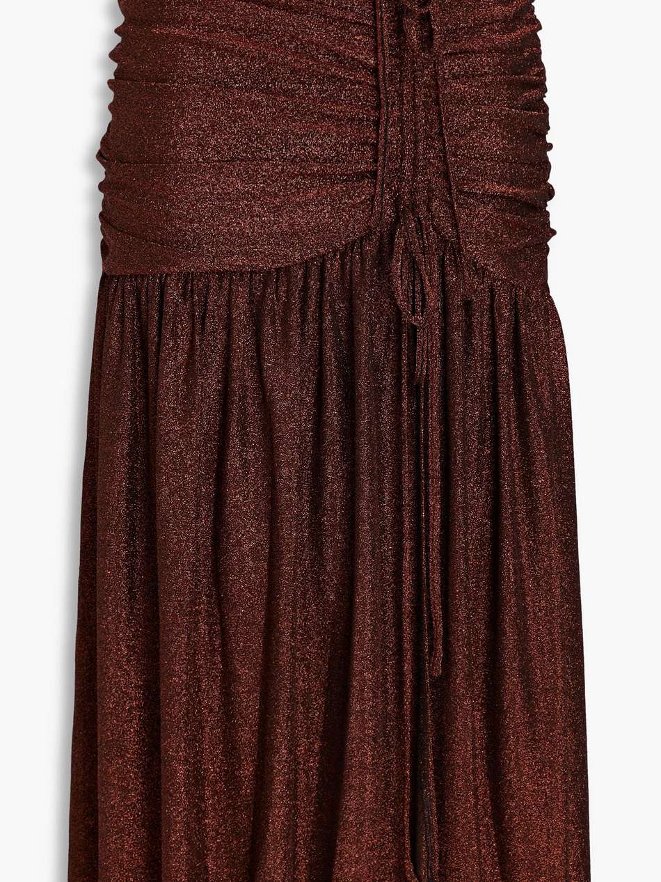 ruched metallic jersey midi skirt