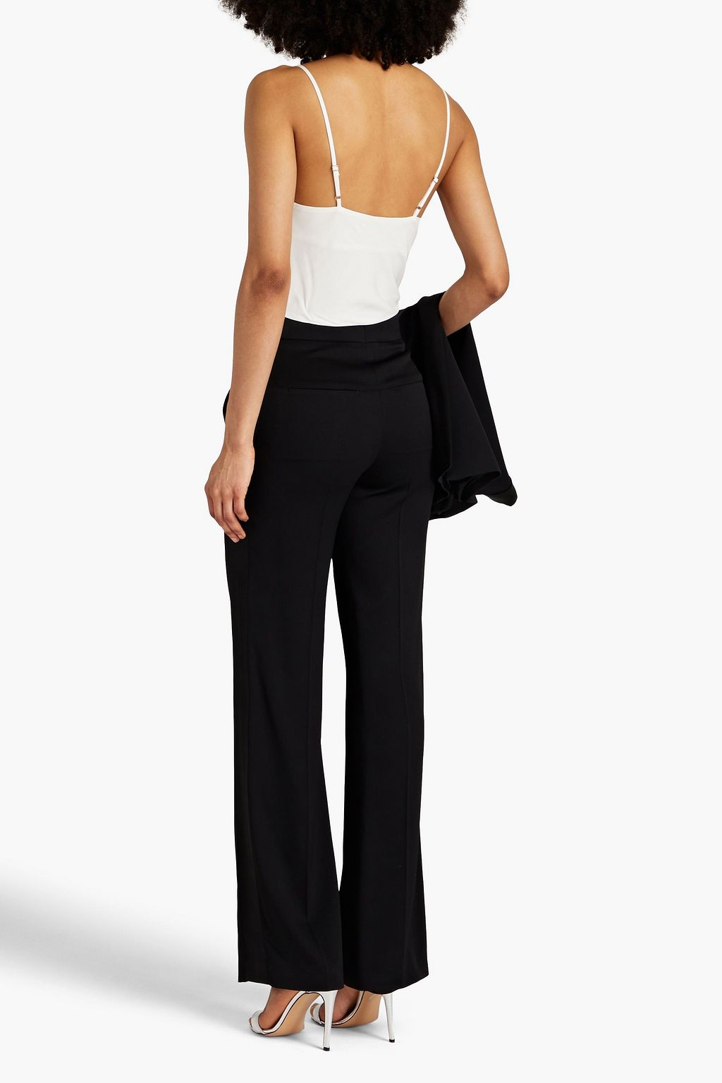 NICHOLAS Cropped crystal-embellished crepe top