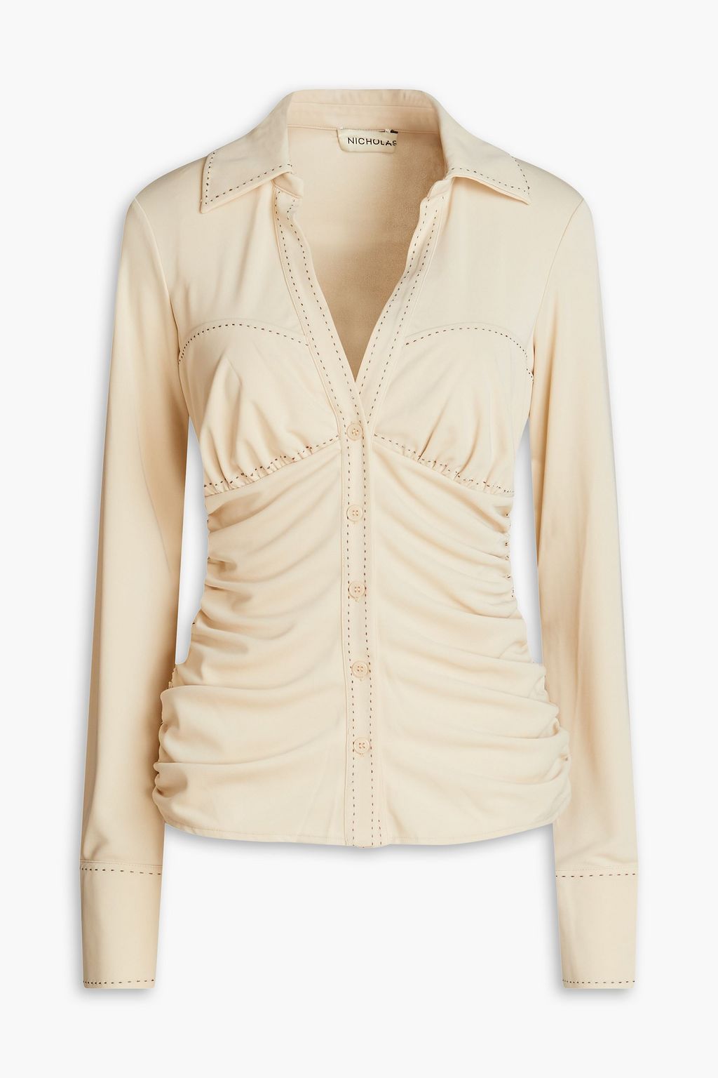 NICHOLAS Rosalie ruched stretch-crepe shirt | Sale up to 70% off