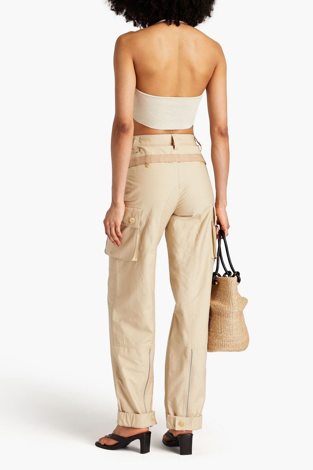 JACQUEMUS Beijo ribbed linen-blend bra top