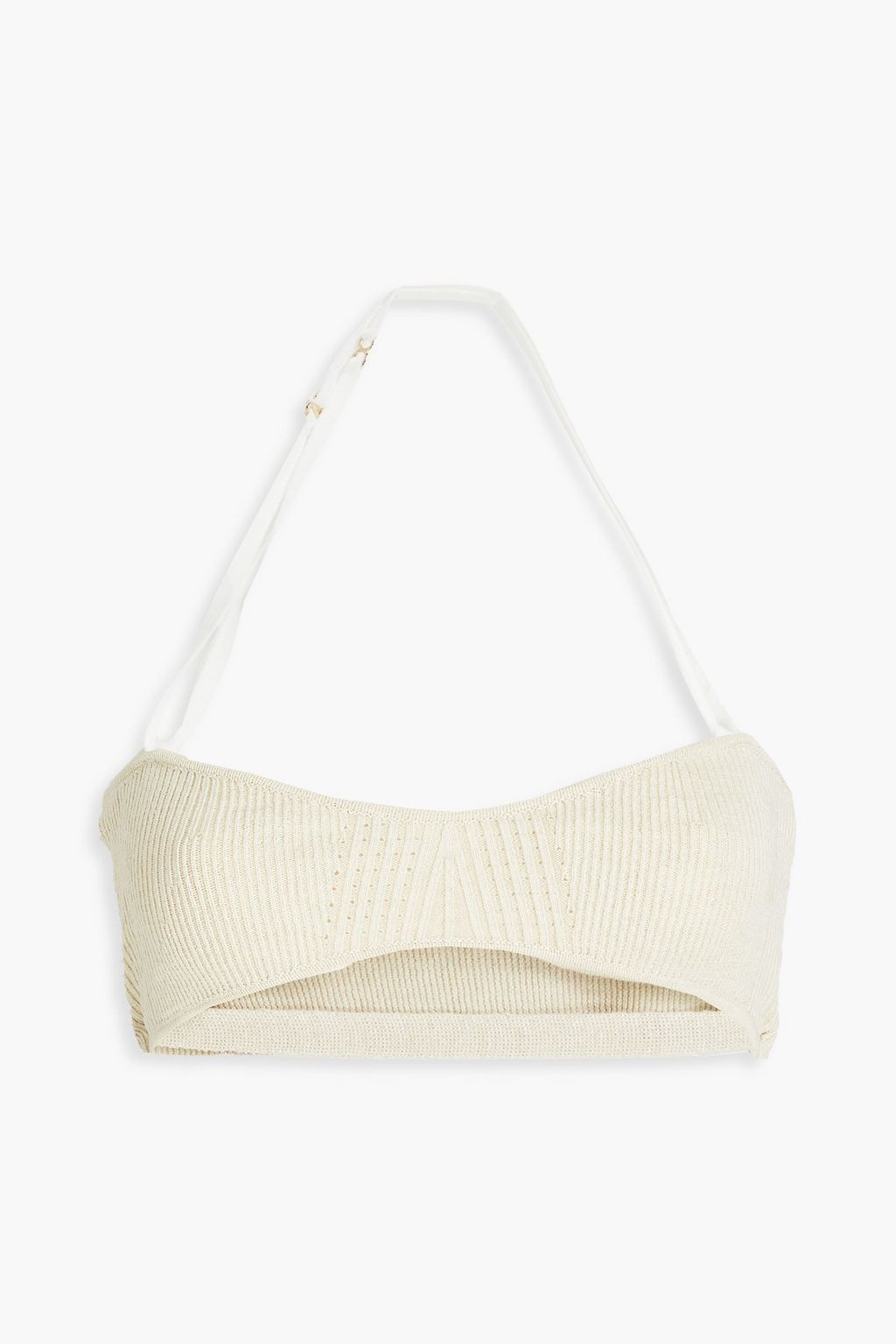 JACQUEMUS Beijo ribbed linen-blend bra top