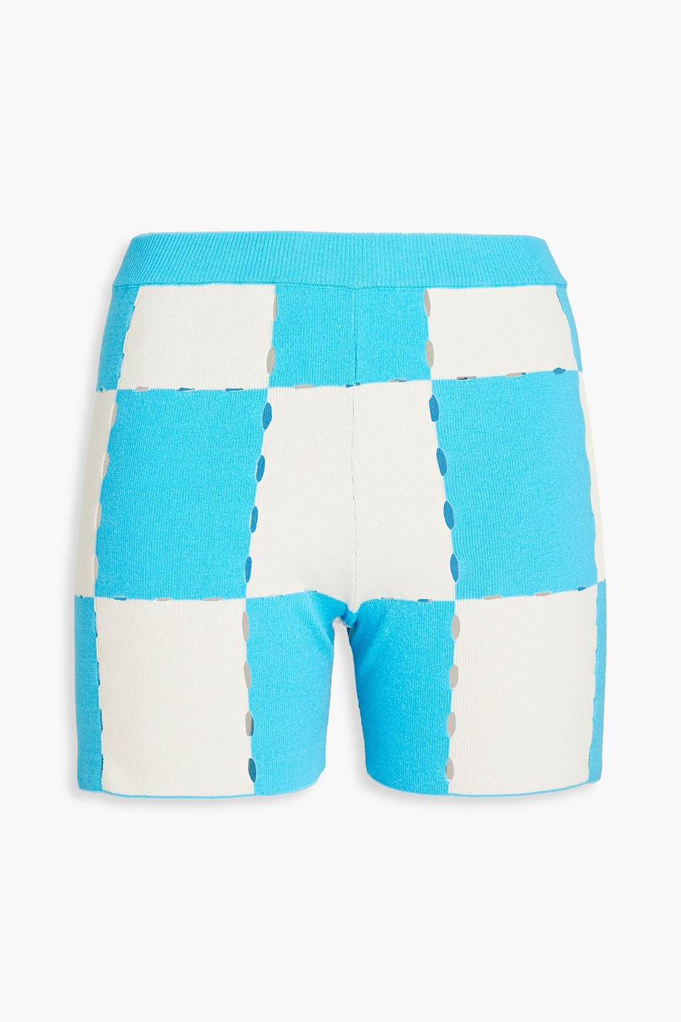 Jacquemus Gelato Checked Cotton-blend Shorts In Turquoise