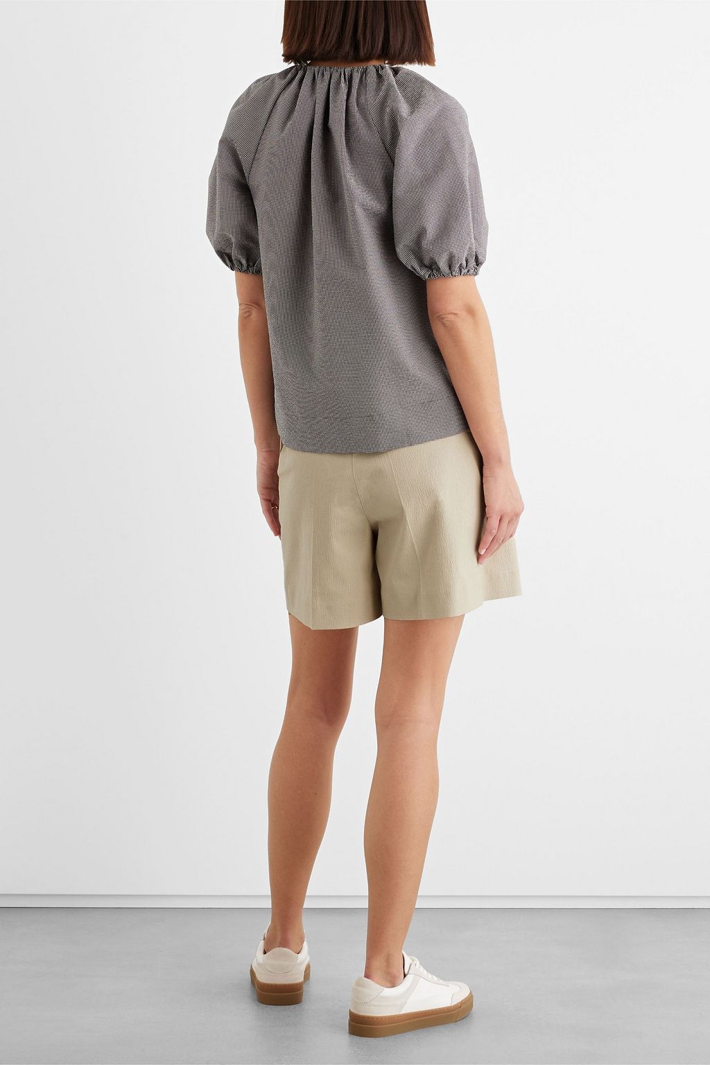 IRIS & INK Marysia organic cotton-blend seersucker shorts